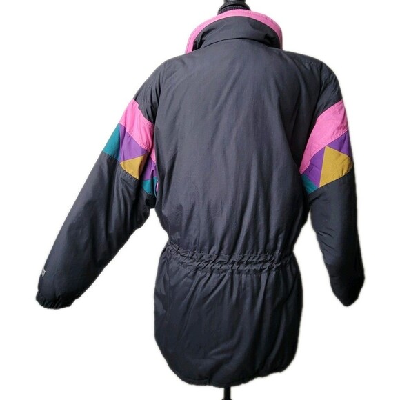 Vintage Fera Ski Jacket Women's Size 16 Front Zip Purple Gold Teal 90s Skiwear - Picture 2 of 4